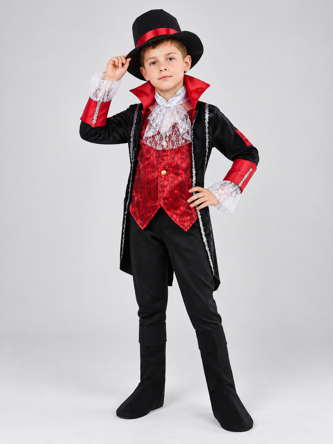 Kids' Vampire Carnival Costume with Hat, Black