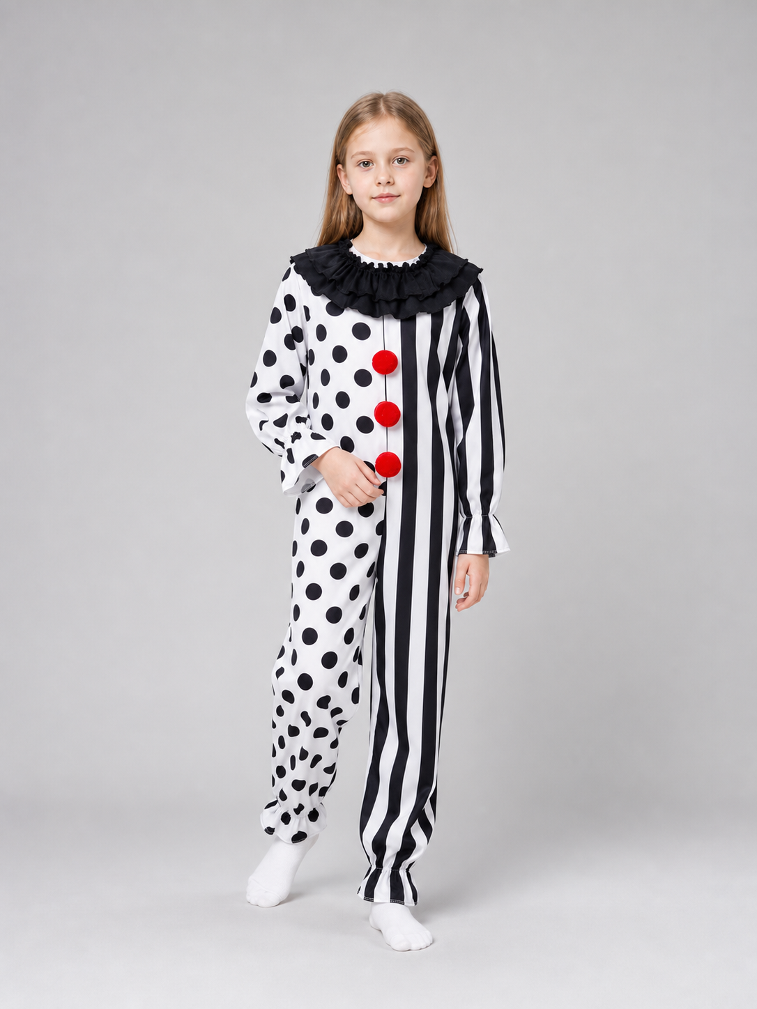 Carnival Clown Costume with Mask and Top Hat