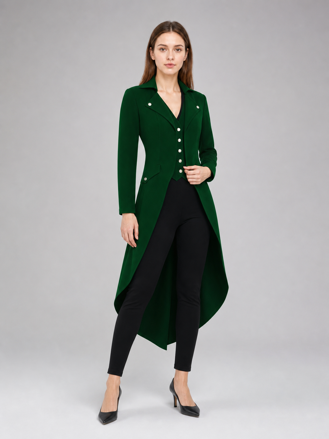Long Dark Green Gothic-Style Tailcoat