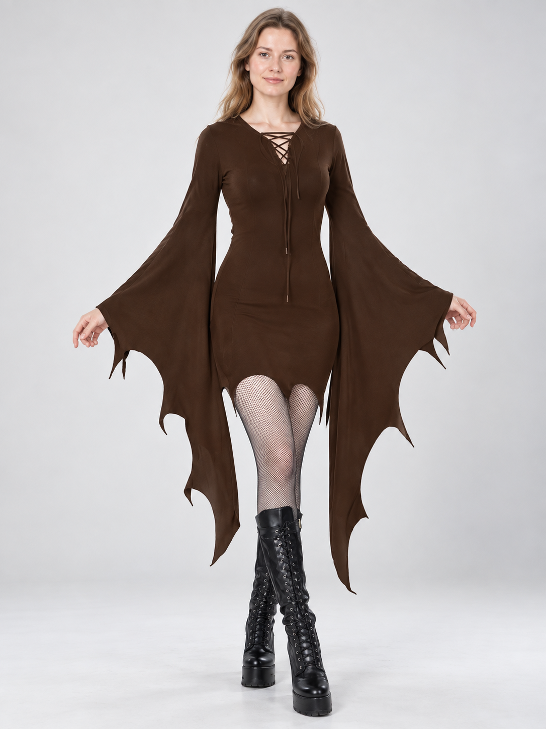 Dark brown vampire carnival dress with lacing