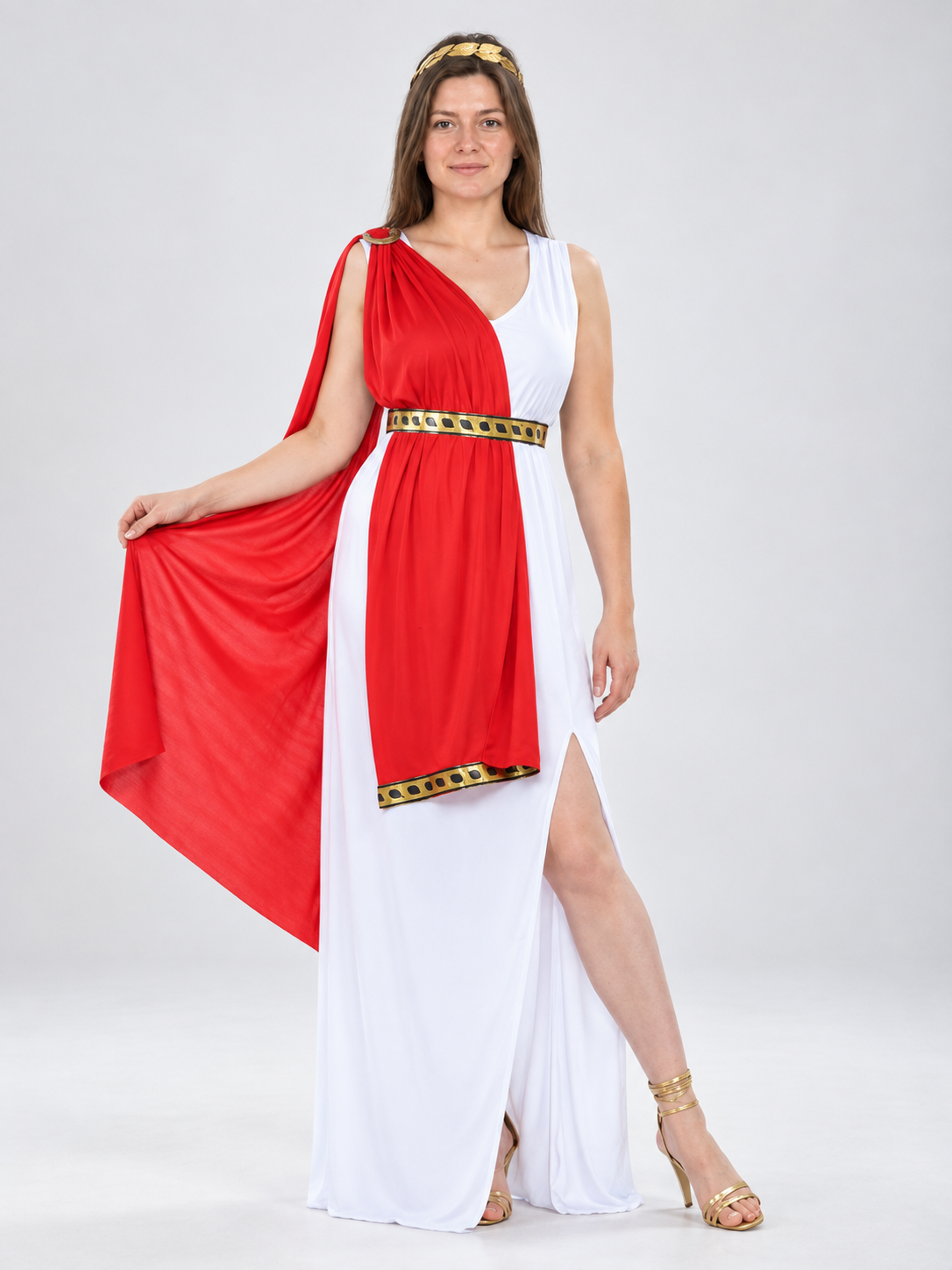 Roman-Style Carnival Costume with Red Cape