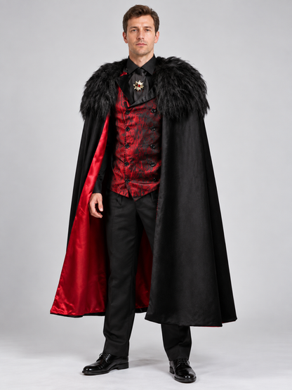 Vampire Costume: Cape, Vest, Tie, Brooch