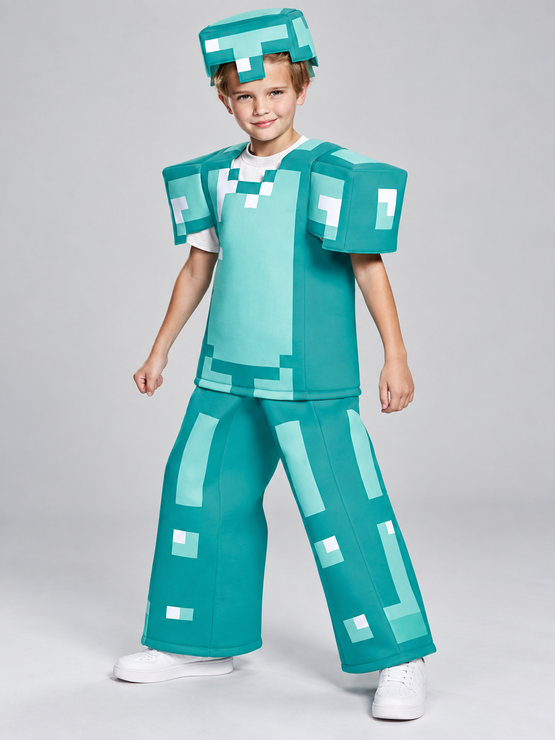 Kids' Turquoise Carnival Costume with Pixel Design