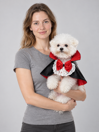 Vampire Cape for Pets with Lace and Bow
