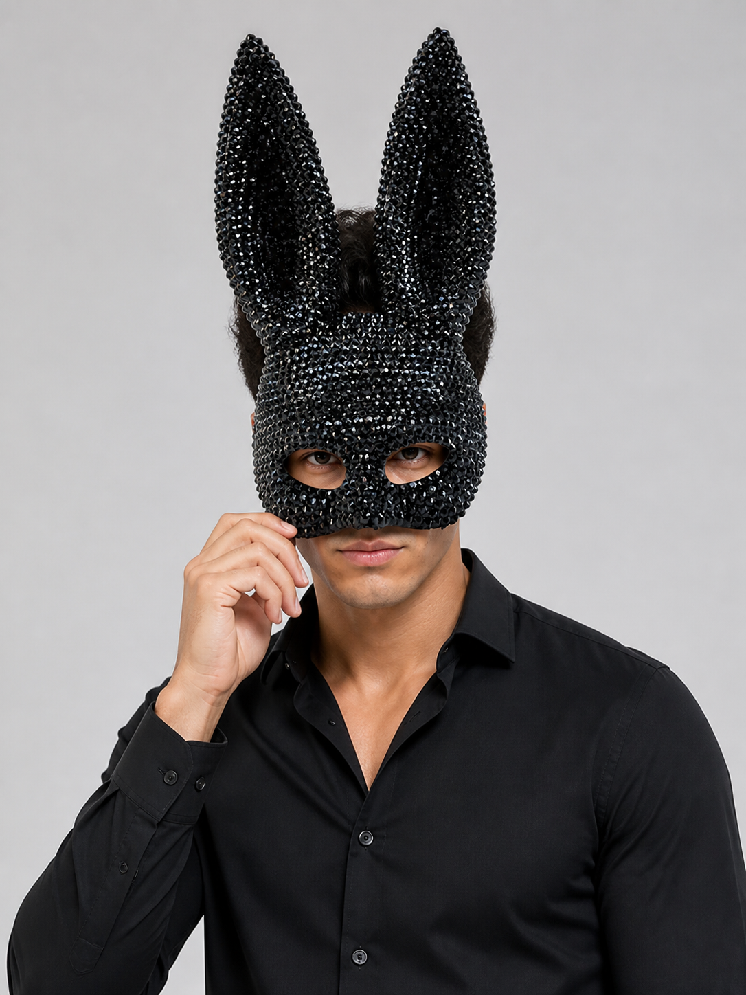 Carnival Black Rabbit Sequin Headpiece Costume Headwear detail