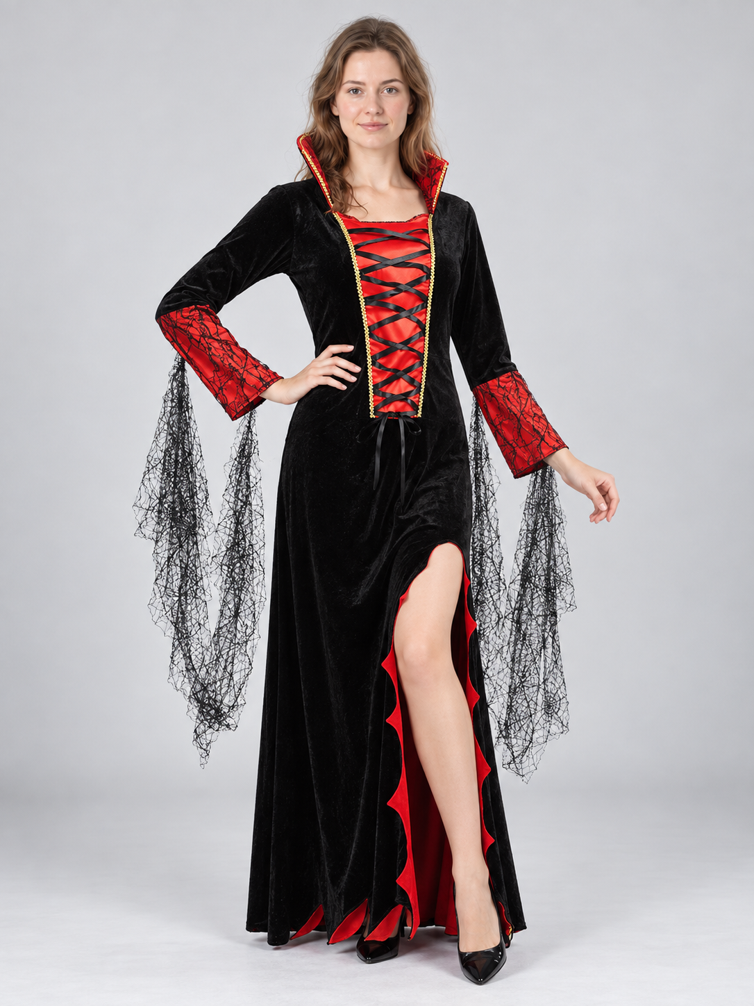 Vampire Halloween Costume: Black Hooded Dress