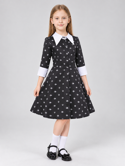 Children's costume dress with a white bow print Costume Dresses detail