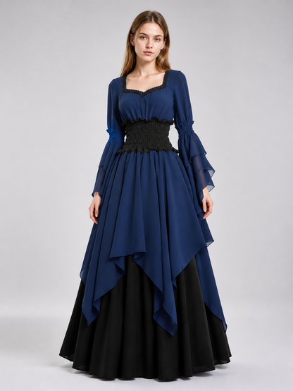 Long Dress with a Black Skirt and Layered Ruffles Costume Dresses detail