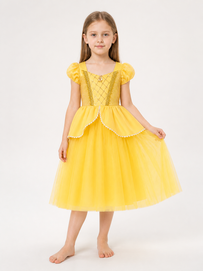 Yellow Princess Costume Dress for Halloween and Cosplay Costume Dresses detail