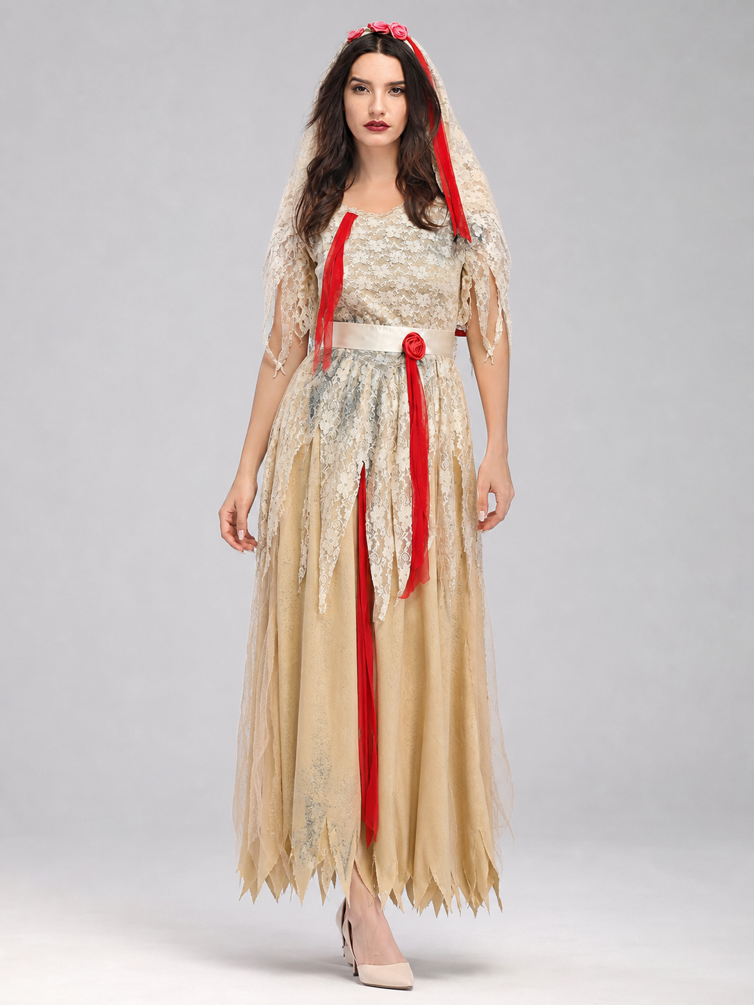 Vintage Halloween Dress with Cape and Veil