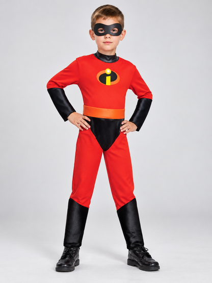 Kids' red superhero costume with mask