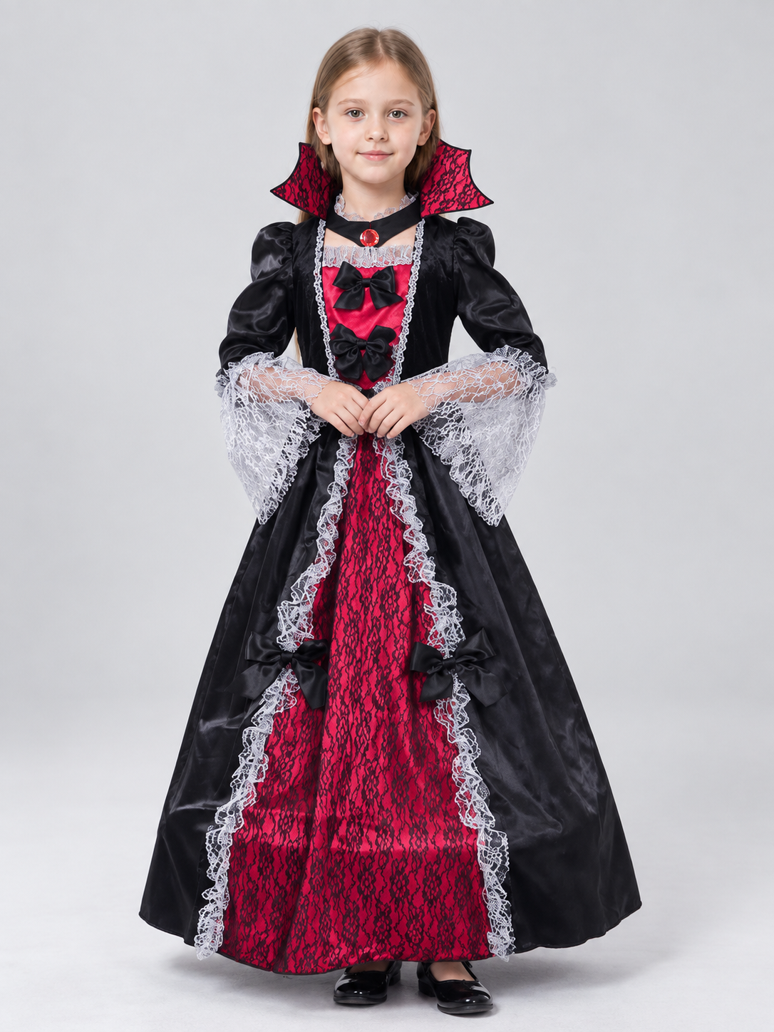 Children's Vampire Costume with Red Bow Costume Accessories detail