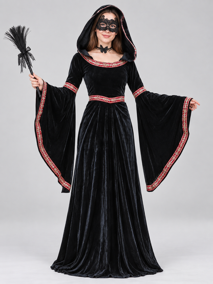 Witch Costume: Black Hooded Dress