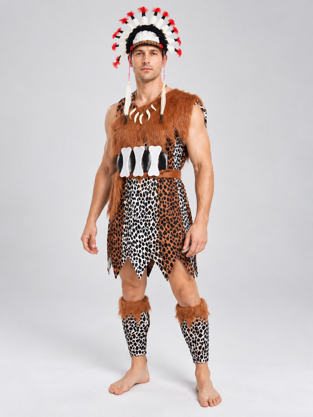 Carnival Savage Costume with Leopard Print and Fringe