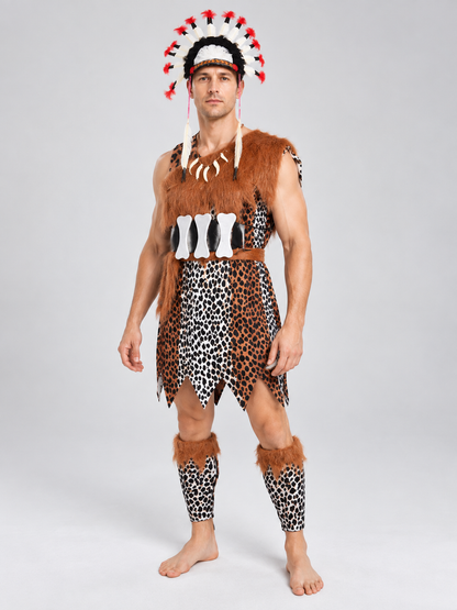 Carnival Savage Costume with Leopard Print and Fringe