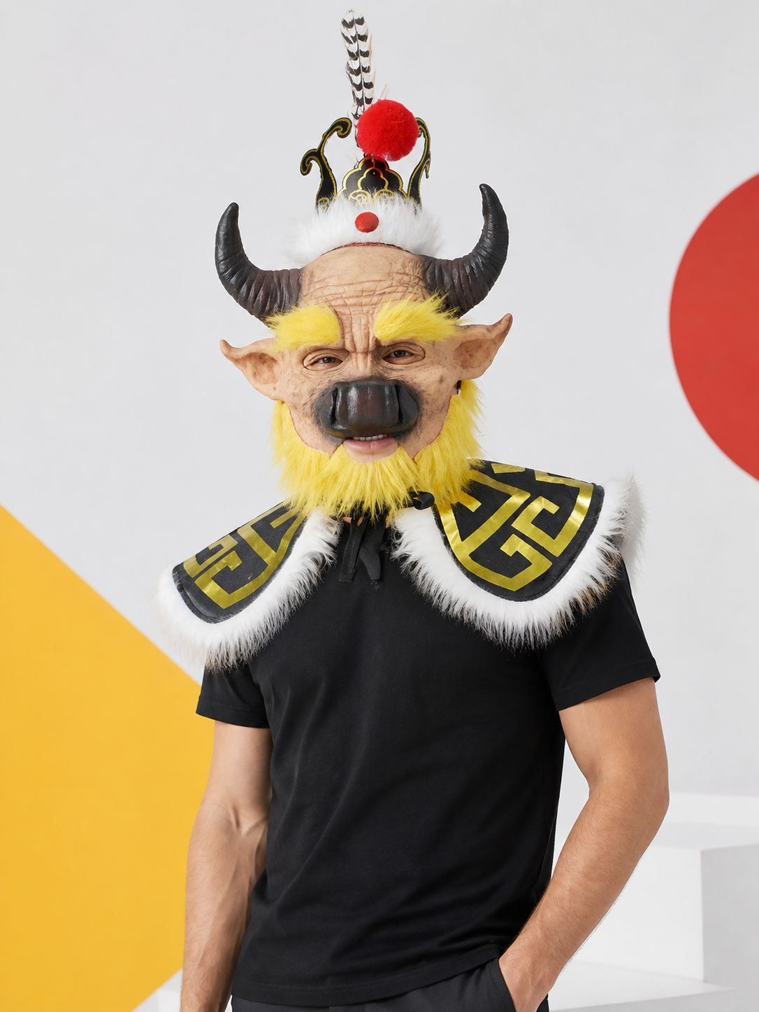 Cosplay Face Mask with Horns and Ears Costume Masks detail