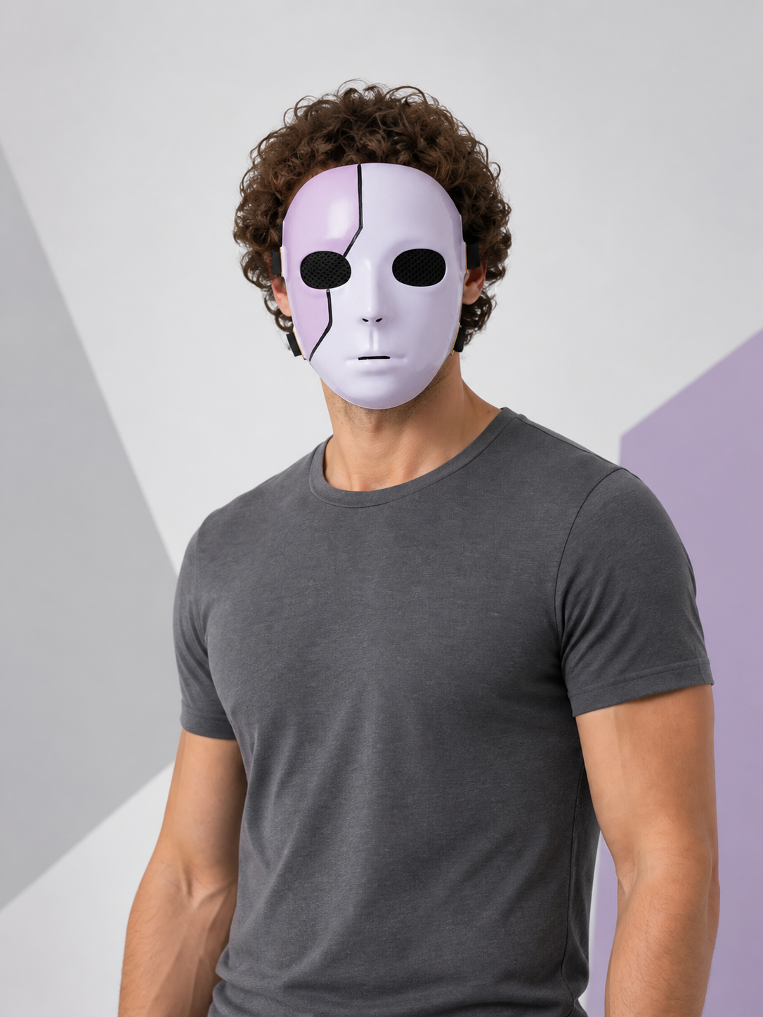 White Carnival Mask with Black Cracks