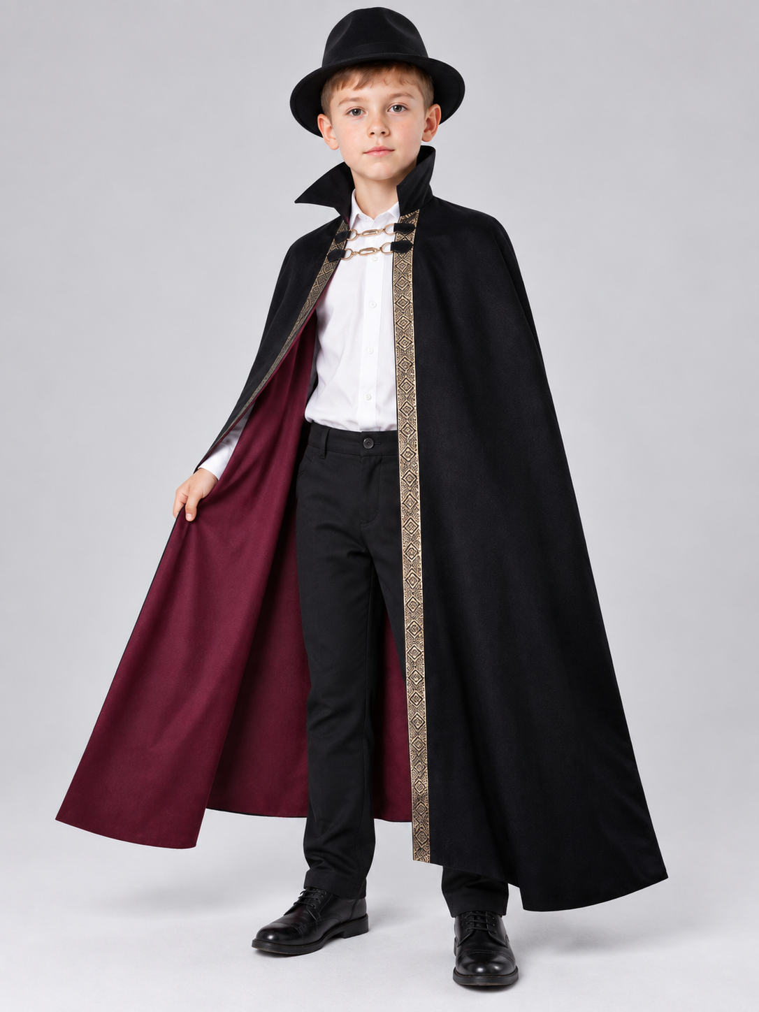Vampire Cosplay Cape Cloak Black with High Collar