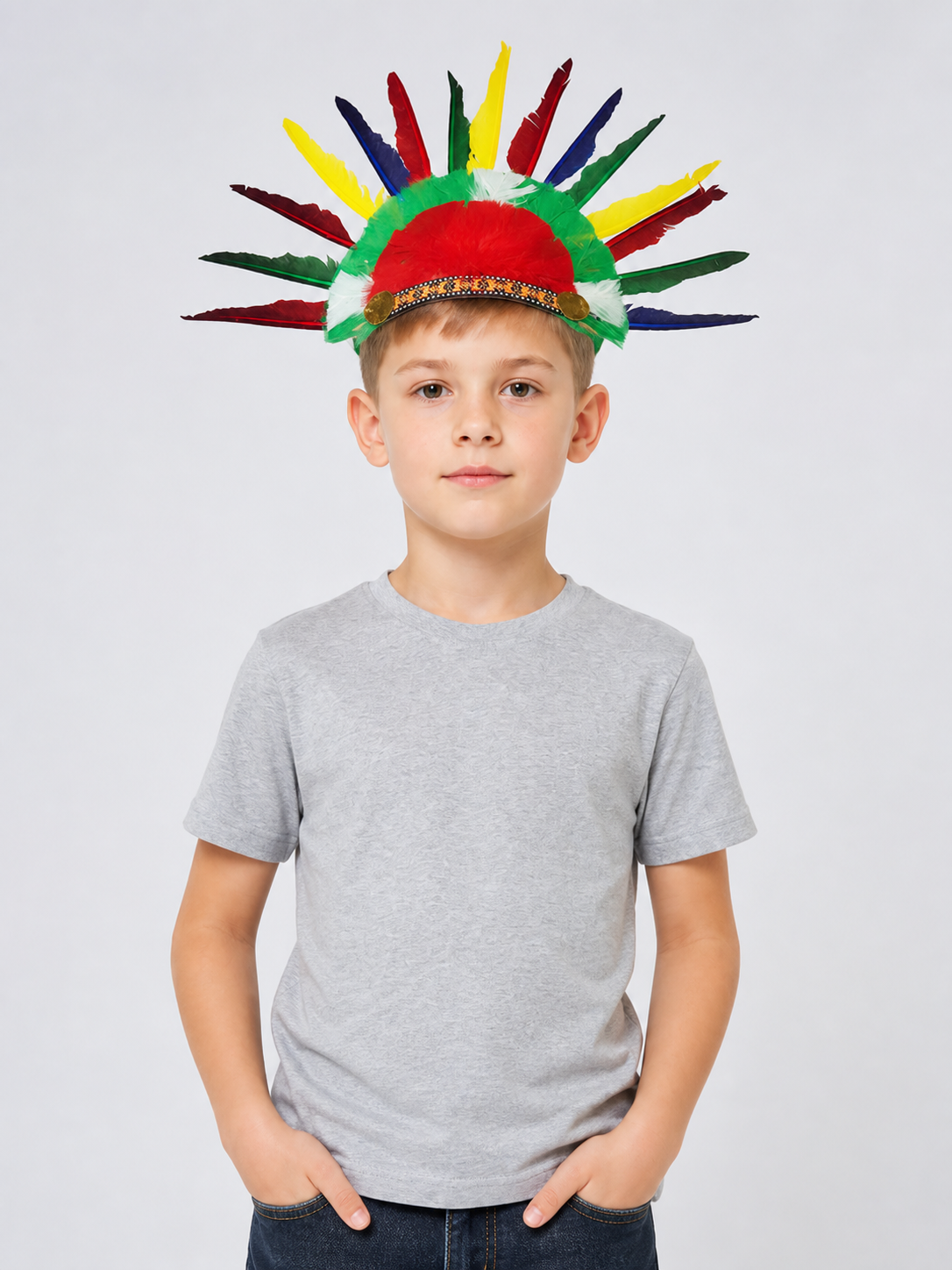 Carnival Headband with Multicolored Feathers