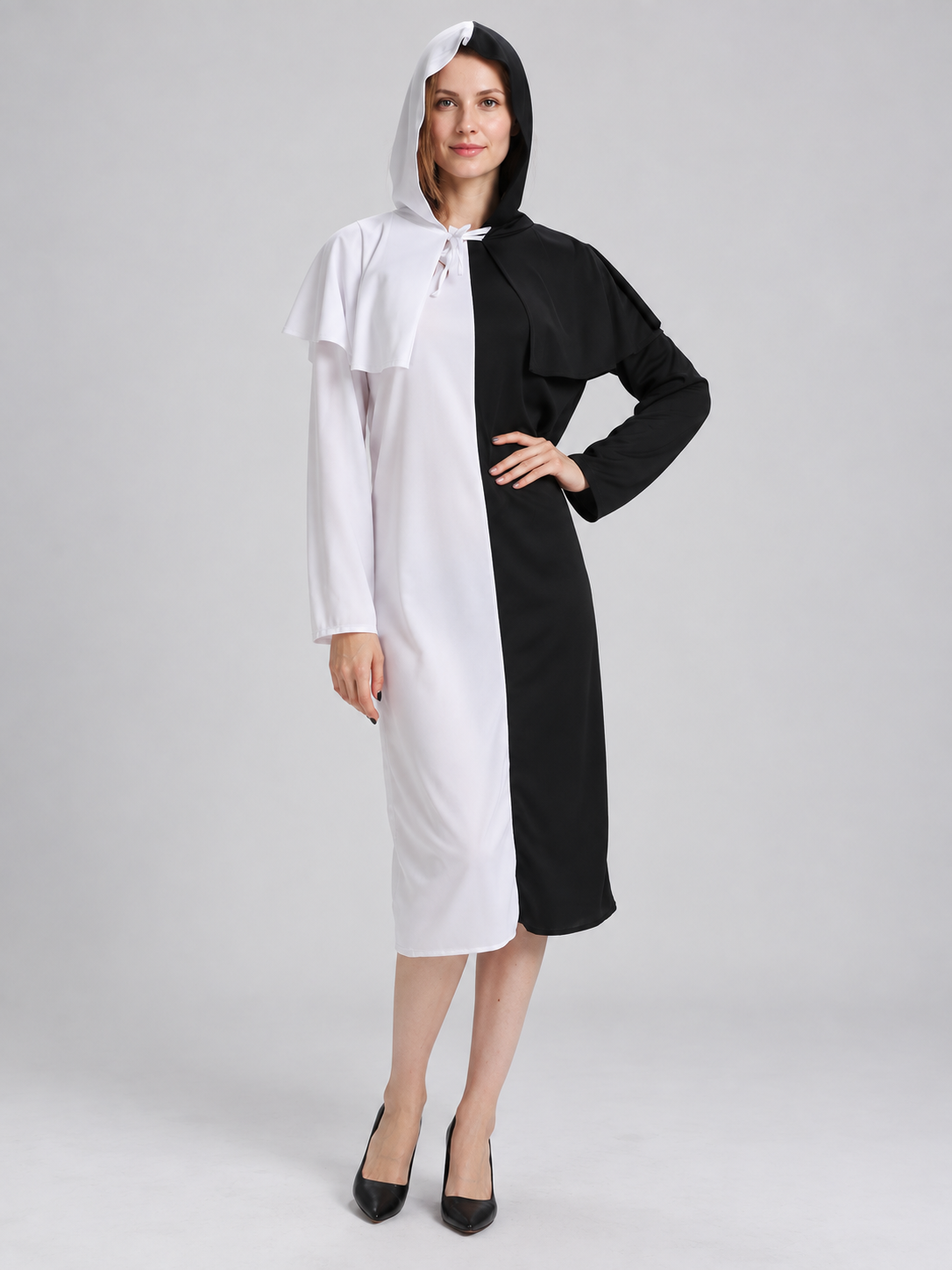 Black-and-White Hooded Costume Dress Costume Dresses detail
