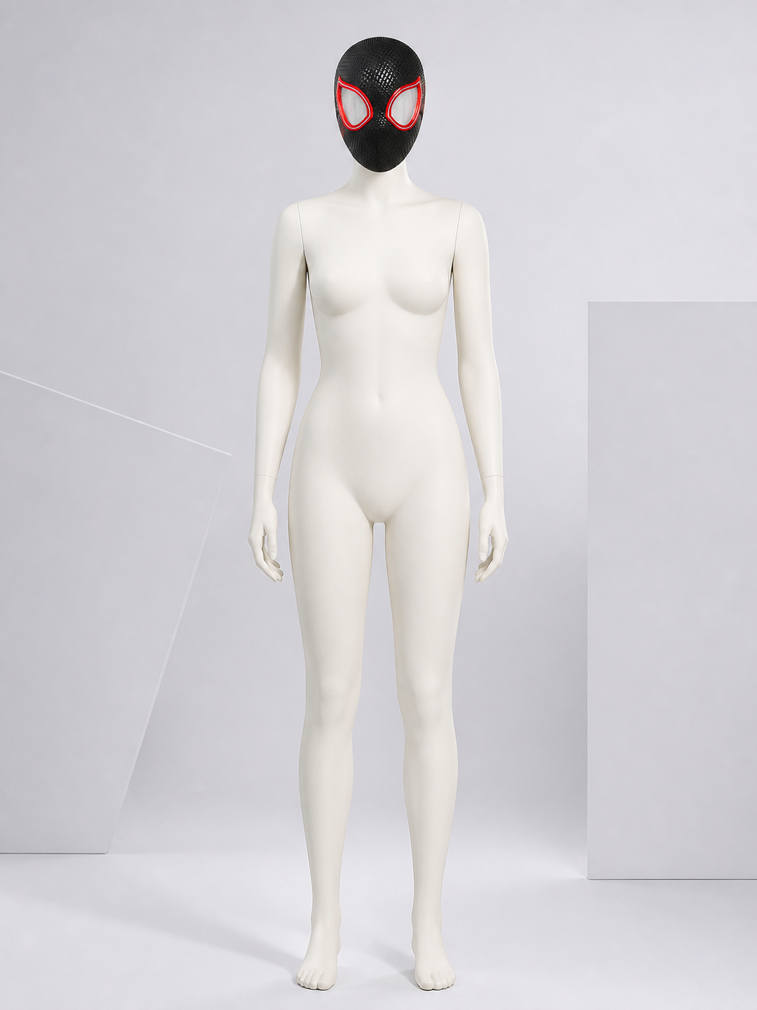 Black Cosplay Mask with Web Pattern and White Eyes Costume Masks detail