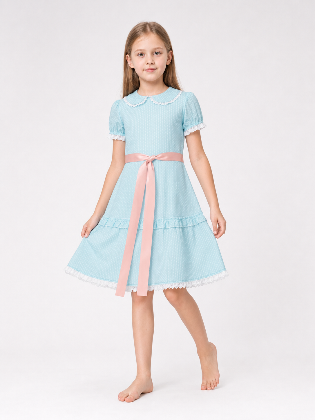 Shining Cosplay Dress with Collar and Sash