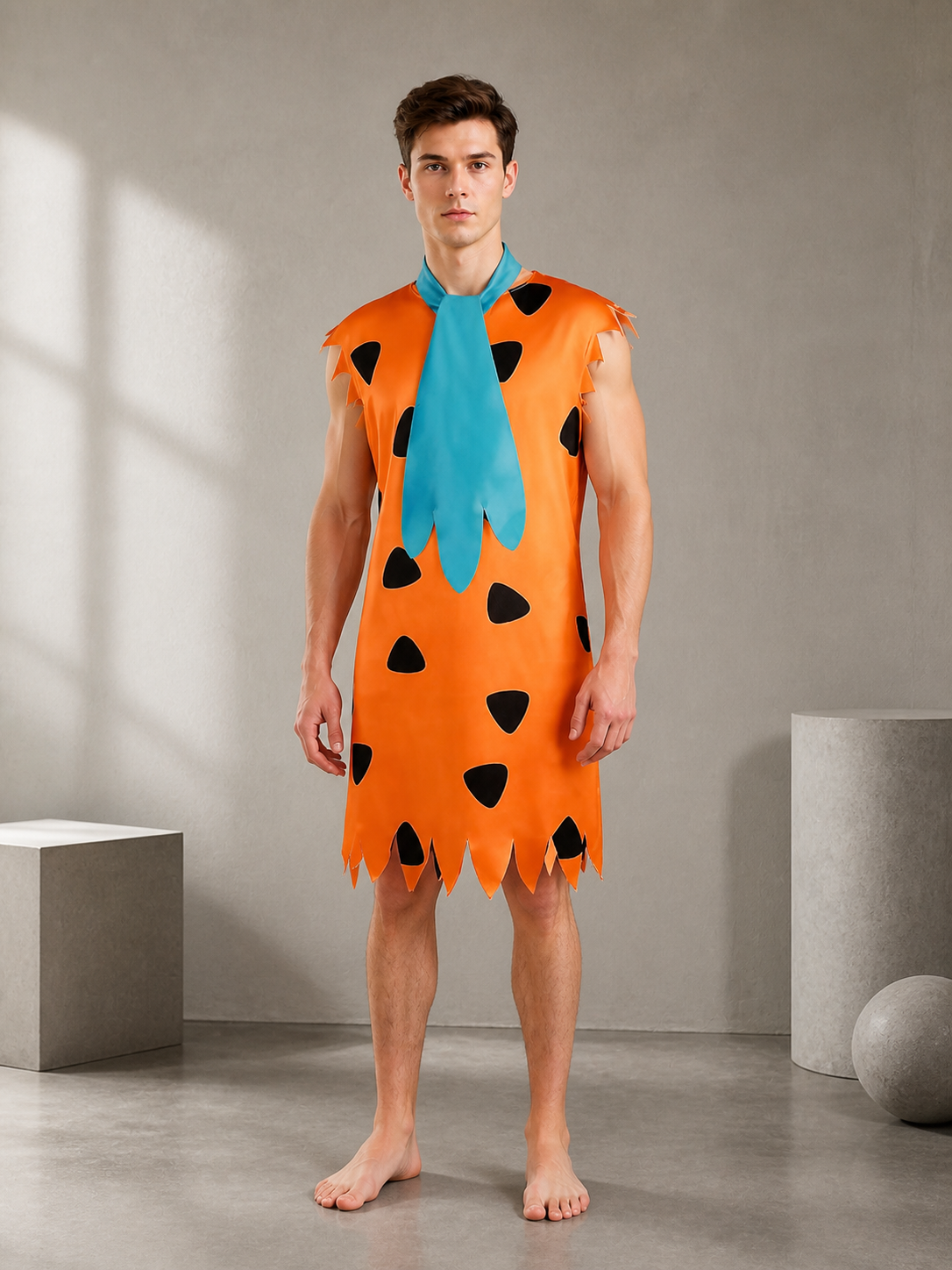 Orange Caveman Costume with Ragged Edge
