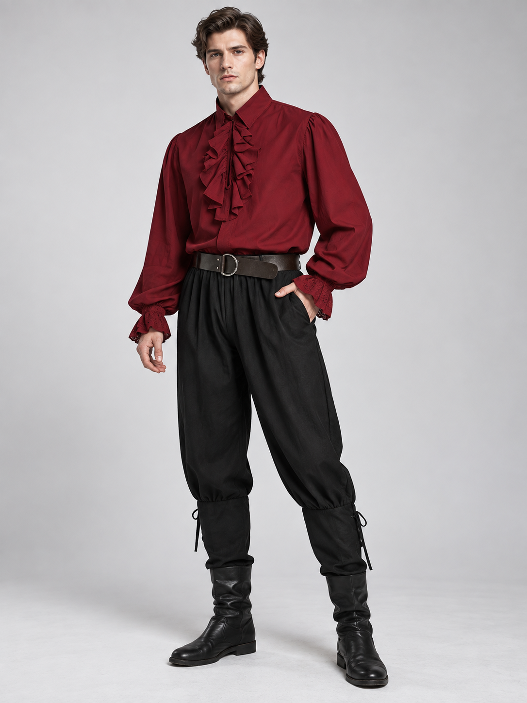 Medieval-Style Carnival Costume with Jabot and Lace
