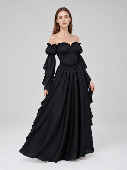 Black Long Gothic Vintage-Style Dress