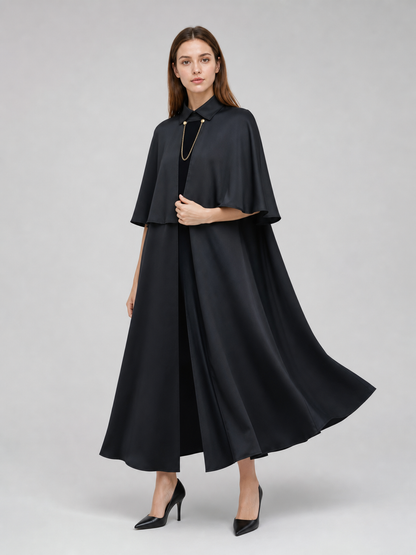 Black Gothic Cape with Chain for Cosplay