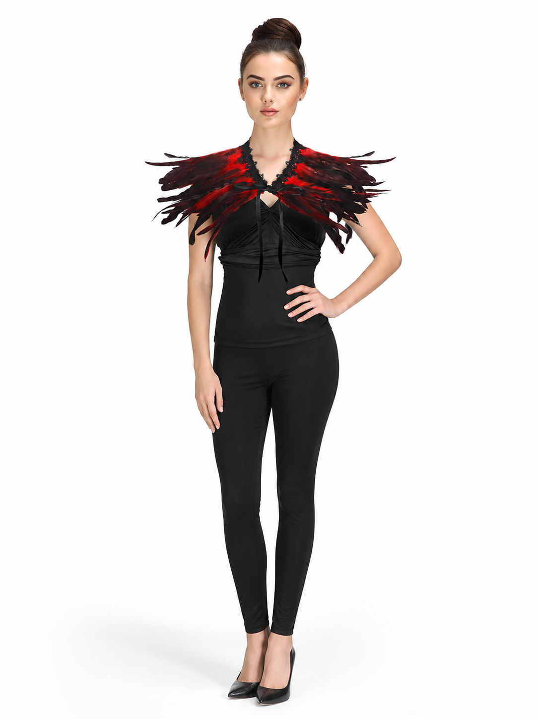 Halloween Red Feather Capelet Carnival Accessory Costume Accessories detail
