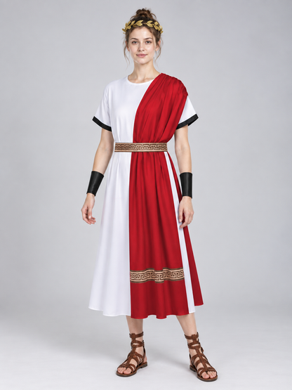 Greek-Style Costume with White Tunic and Wreath