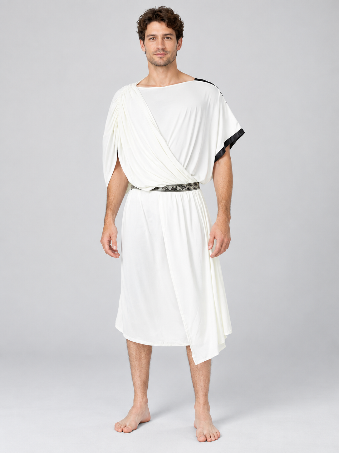 White tunic-style costume with belt and meander