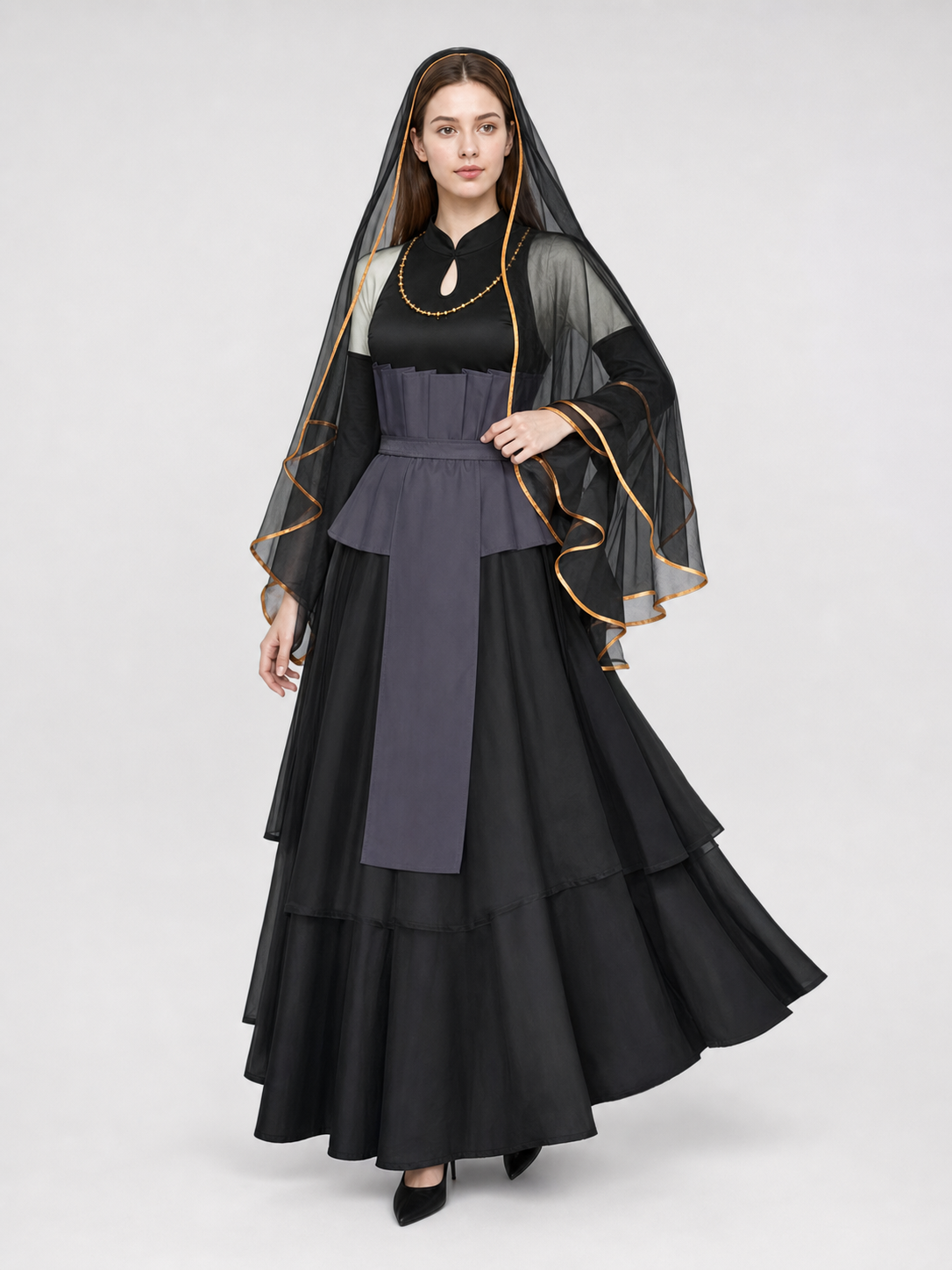 Hinata Cosplay Set with Veil and Layered Skirt