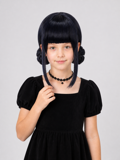 Zoe Black Cosplay Wig, Straight Hair, Bangs Costume Wigs detail