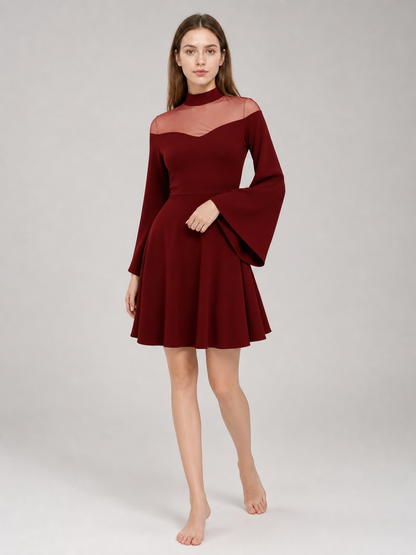 Cosplay Dress with Mesh and High Collar