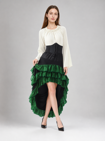 Asymmetrical Costume Dress with Ruffles and Lacing