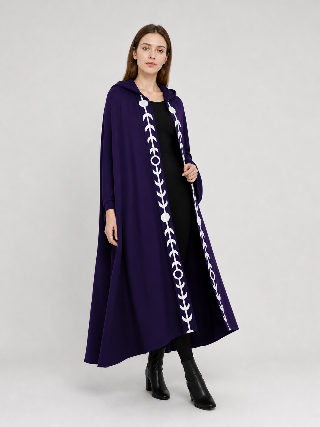 Purple Hooded Cape in Medieval Style