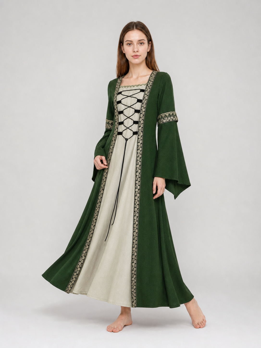 Historical Renaissance Long Dress with Lacing