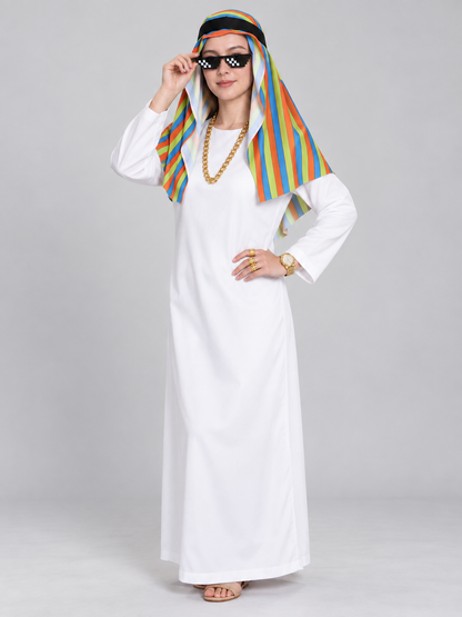 Costume: White Robe, Headscarf, Gold Chain