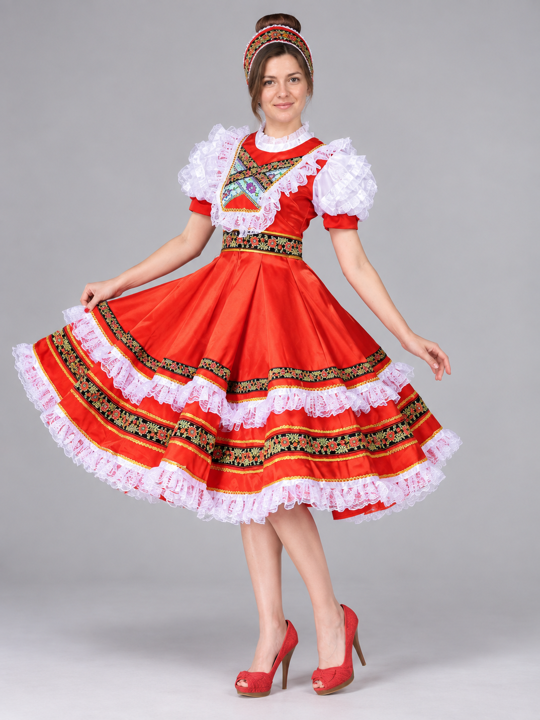 Stage costume for Russian folk dance, red