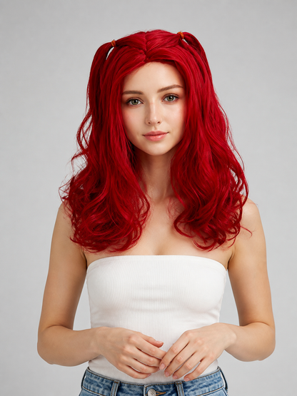 Red Carnival Wig for Halloween and Cosplay Costume Wigs detail