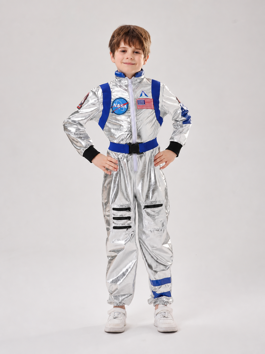 Astronaut Carnival Costume, Silver Jumpsuit