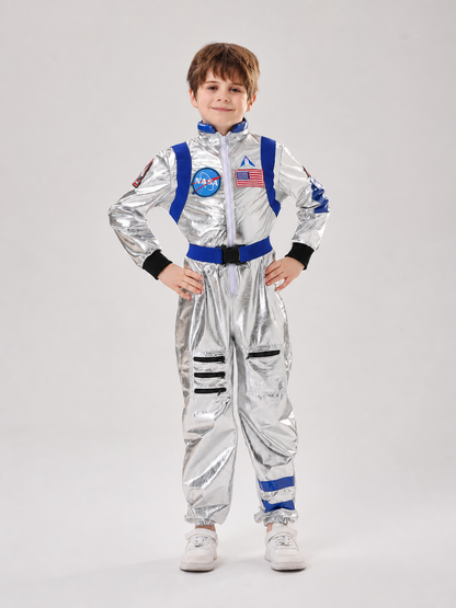 Astronaut Carnival Costume, Silver Jumpsuit