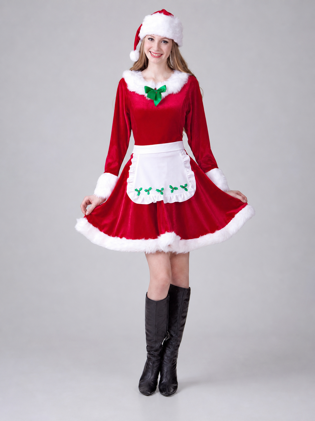 New Year's Christmas Costume with White Trim