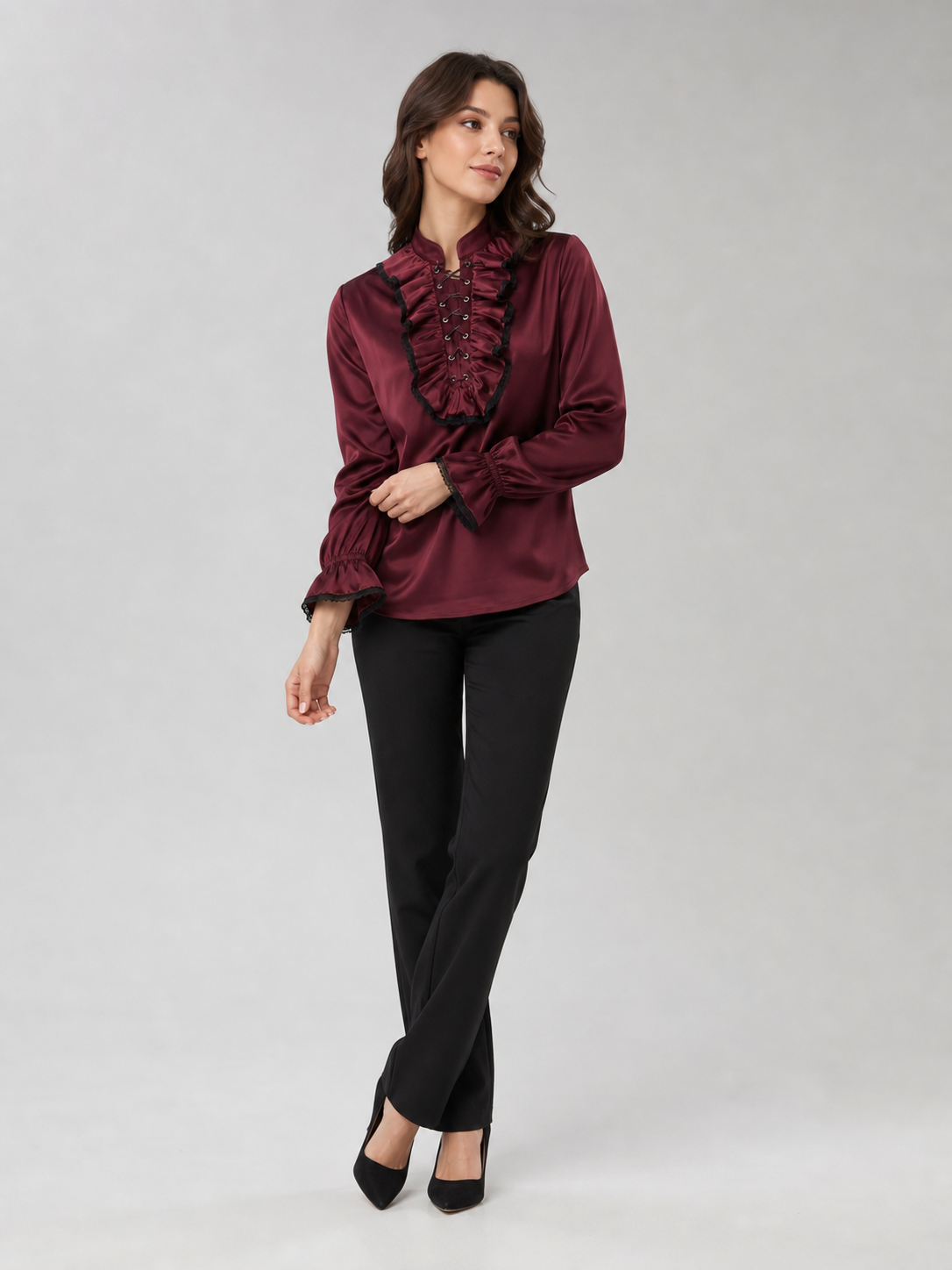 Cosplay Shirt with Jabot and High Collar