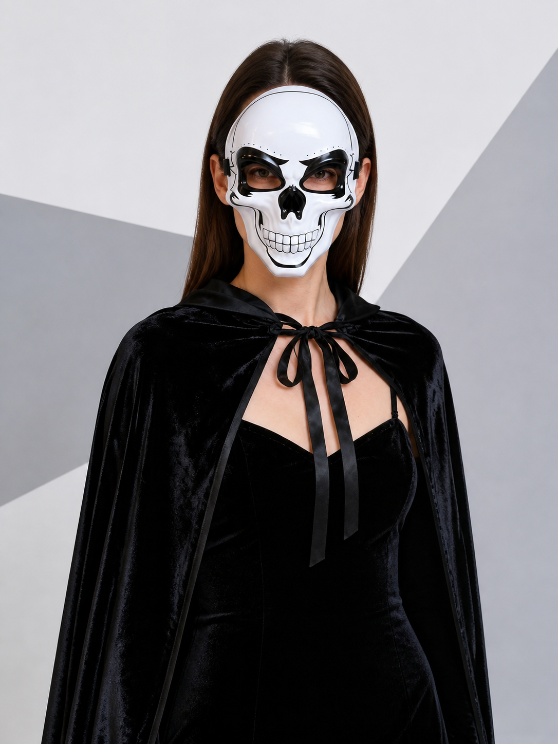 White Skeleton Carnival Half-Mask for Halloween Costume Masks detail