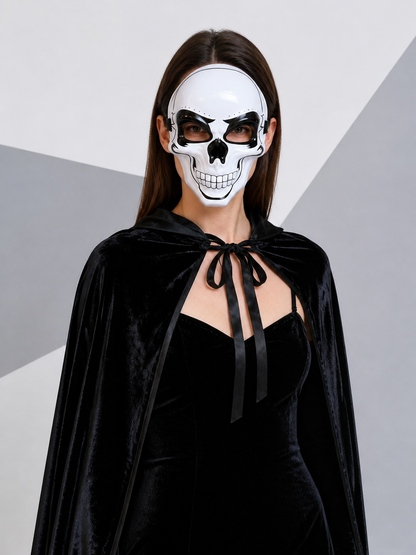 White Skeleton Carnival Half-Mask for Halloween Costume Masks detail