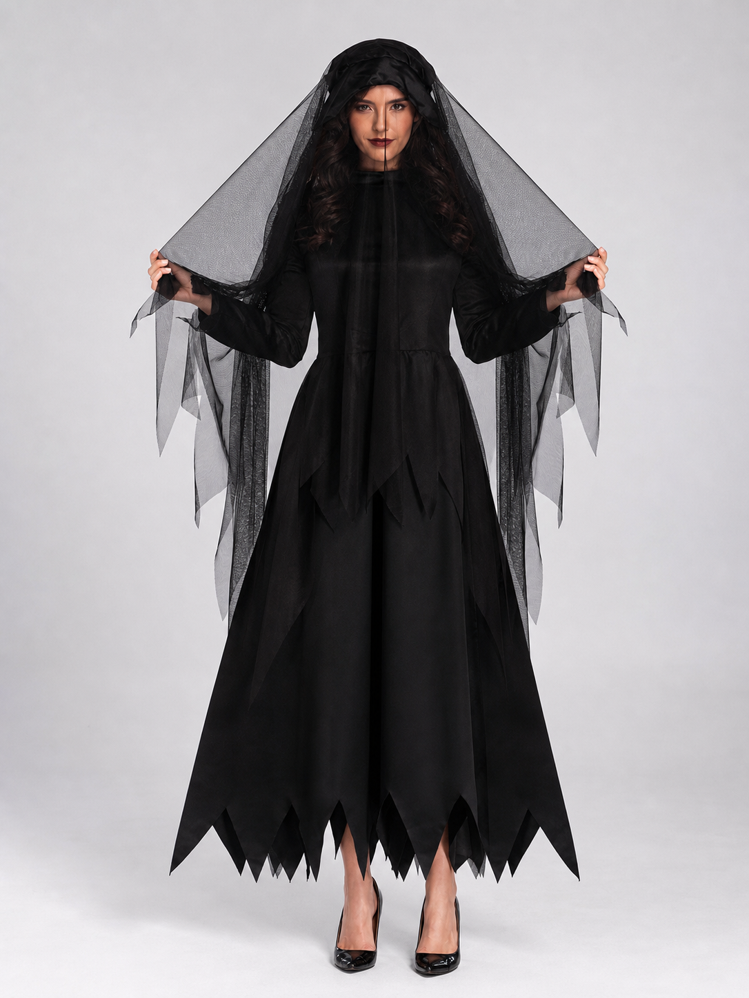 Gothic Adult Hooded Cloak with Veil