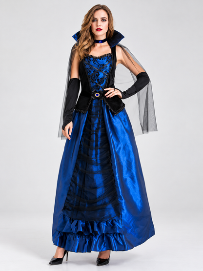 Vampire Costume with Dress, Cape, and Gloves